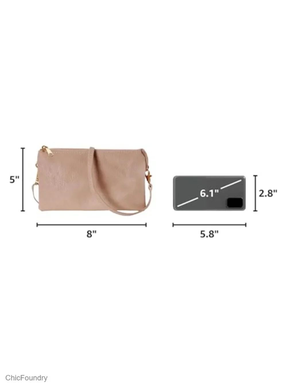 Vegan Leather Convertible Wristlet Purse with Detachable Straps